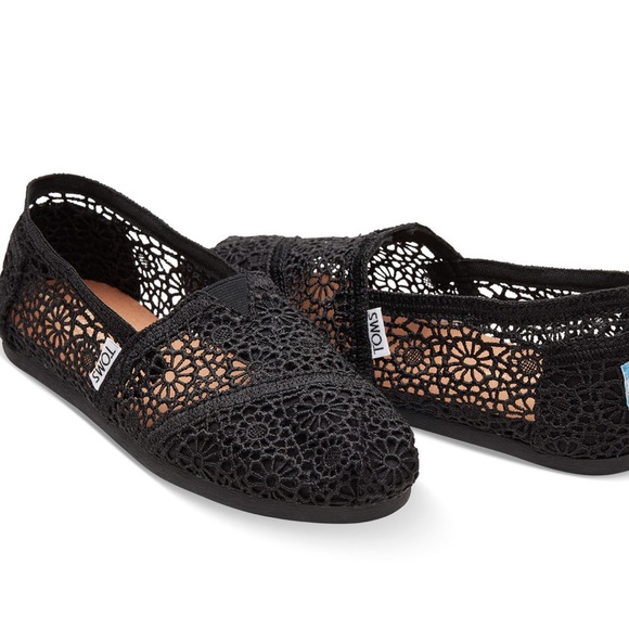 toms moroccan crochet black